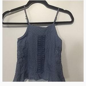 Girls blue lace pattern spaghetti strap top